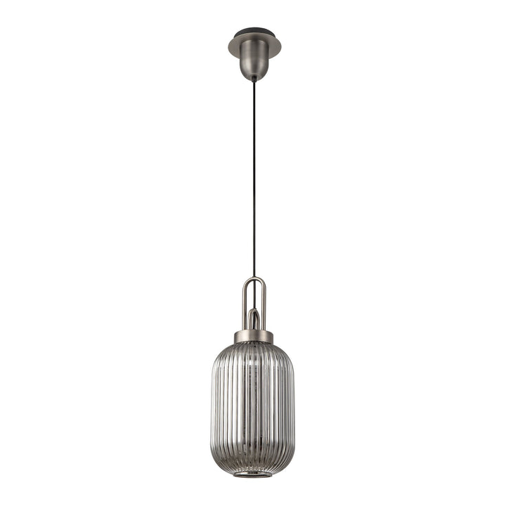 Nelson Lighting NLK05769 Amsterdam 1 Light Pendant Antique Silver Matt Black