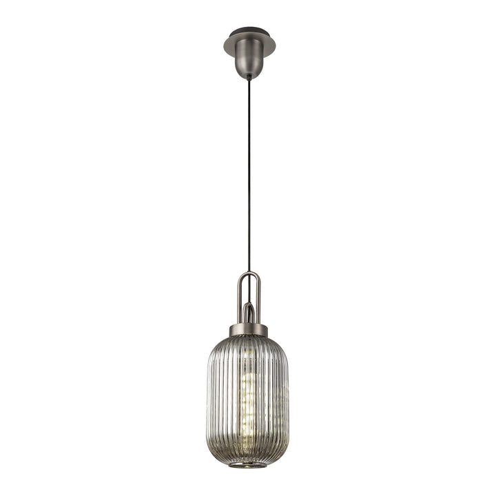 Nelson Lighting NLK05769 Amsterdam 1 Light Pendant Antique Silver Matt Black