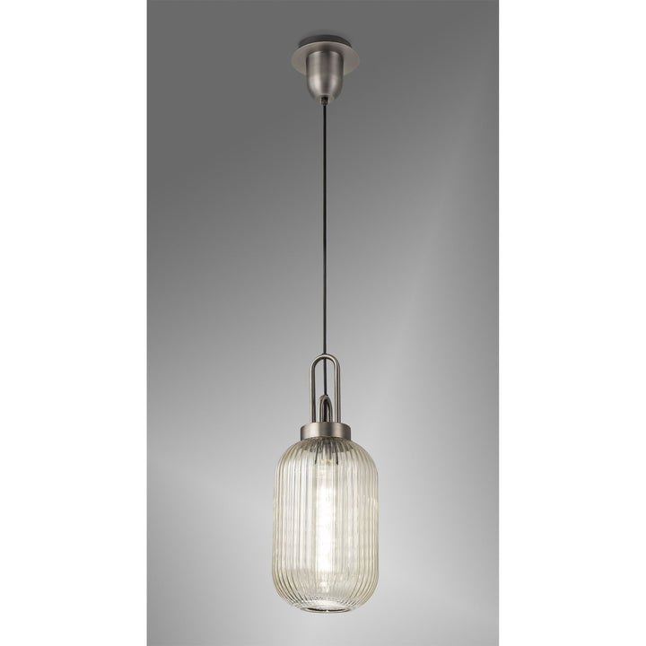 Nelson Lighting NLK05779 Amsterdam 1 Light Pendant Antique Silver Matt Black