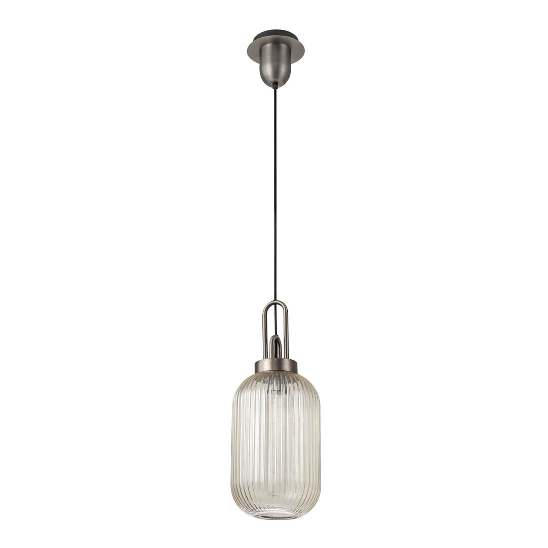 Nelson Lighting NLK05779 Amsterdam 1 Light Pendant Antique Silver Matt Black