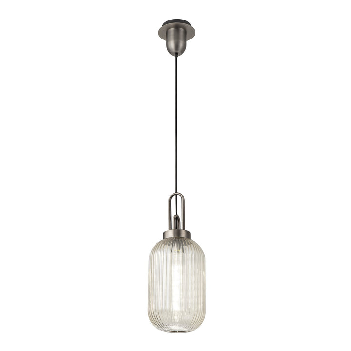 Nelson Lighting NLK05779 Amsterdam 1 Light Pendant Antique Silver Matt Black