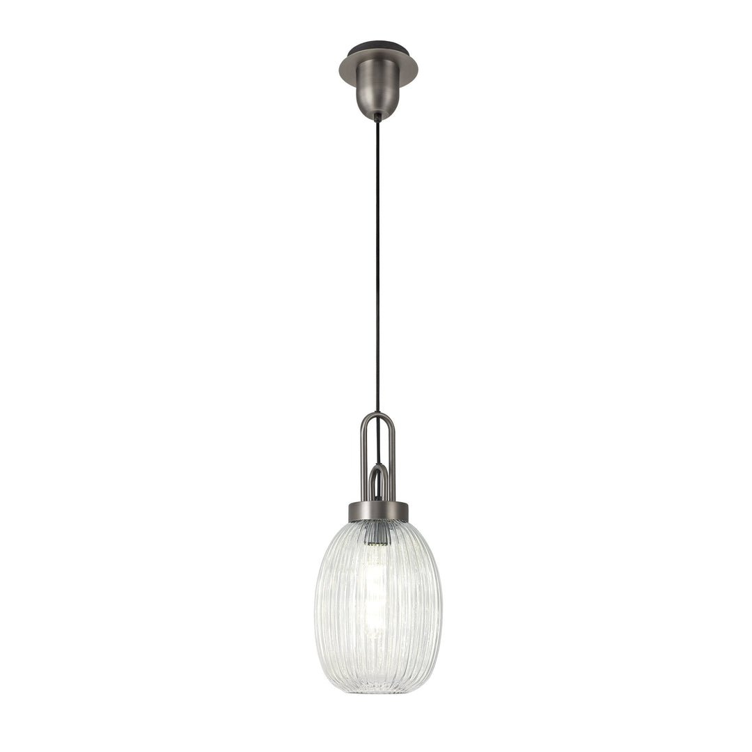 Nelson Lighting NLK05789 Amsterdam  1 Light Pendant Antique Silver Matt Black