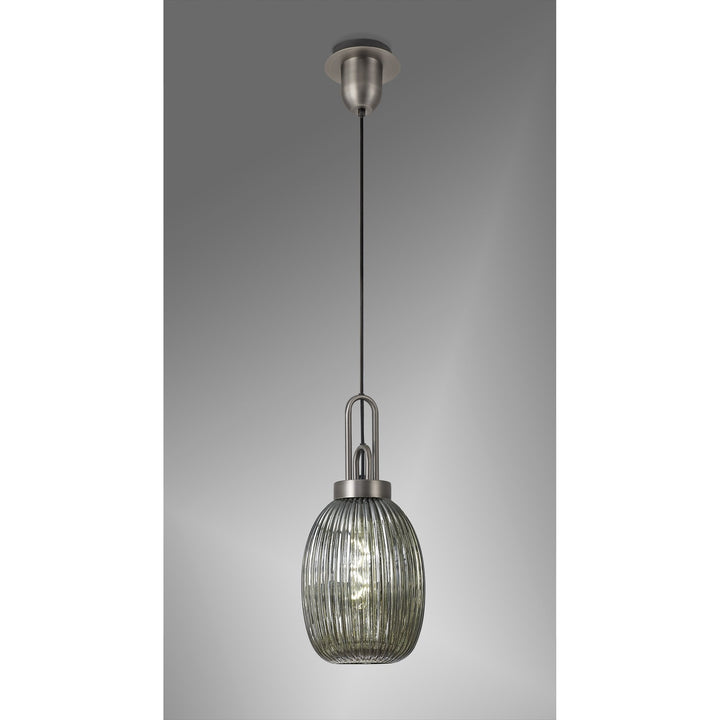 Nelson Lighting NLK05799 Amsterdam 1 Light Pendant Antique Silver Matt Black