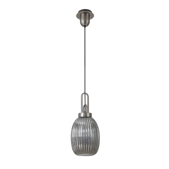 Nelson Lighting NLK05799 Amsterdam 1 Light Pendant Antique Silver Matt Black