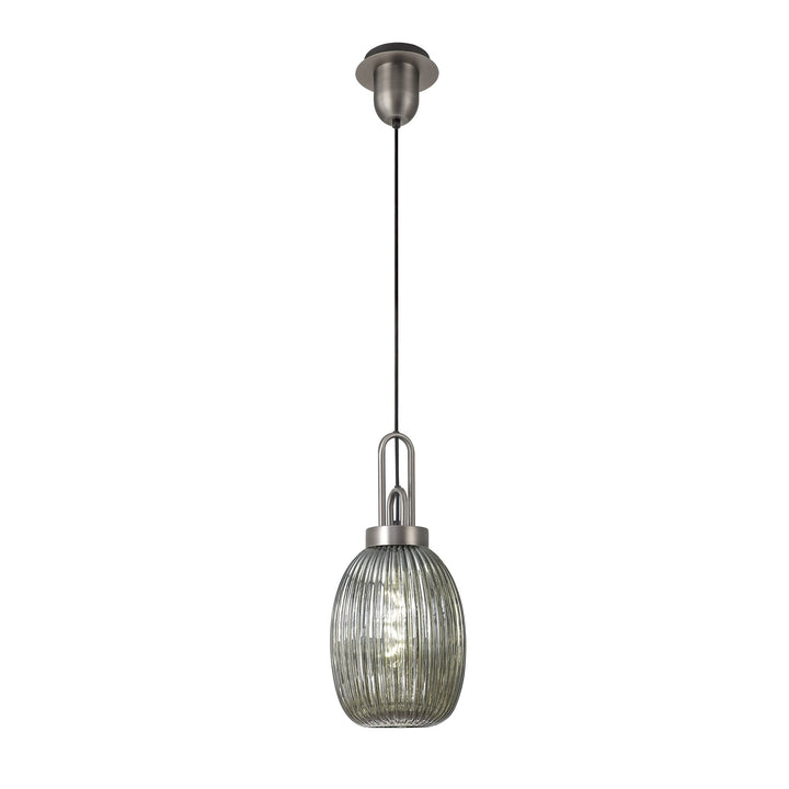 Nelson Lighting NLK05799 Amsterdam 1 Light Pendant Antique Silver Matt Black