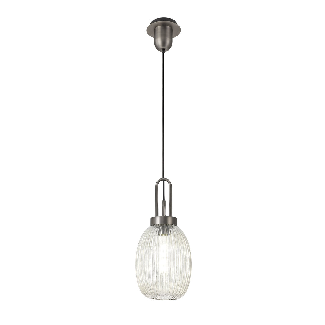 Nelson Lighting NLK05809 Amsterdam 1 Light Pendant Antique Silver Matt Black