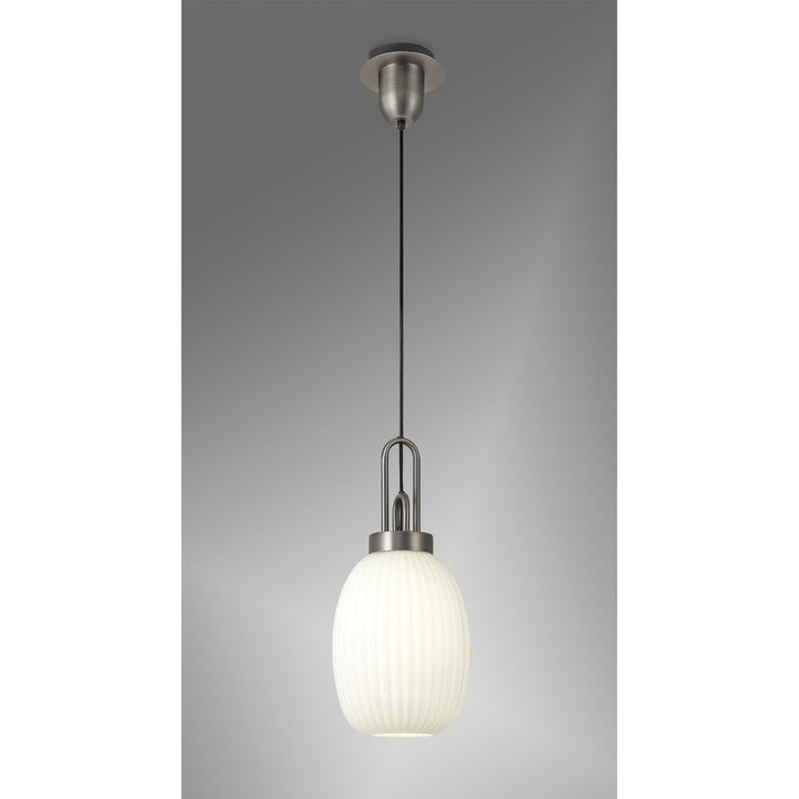 Nelson Lighting NLK05819 Amsterdam 1 Light Pendant Antique Silver Matt Black