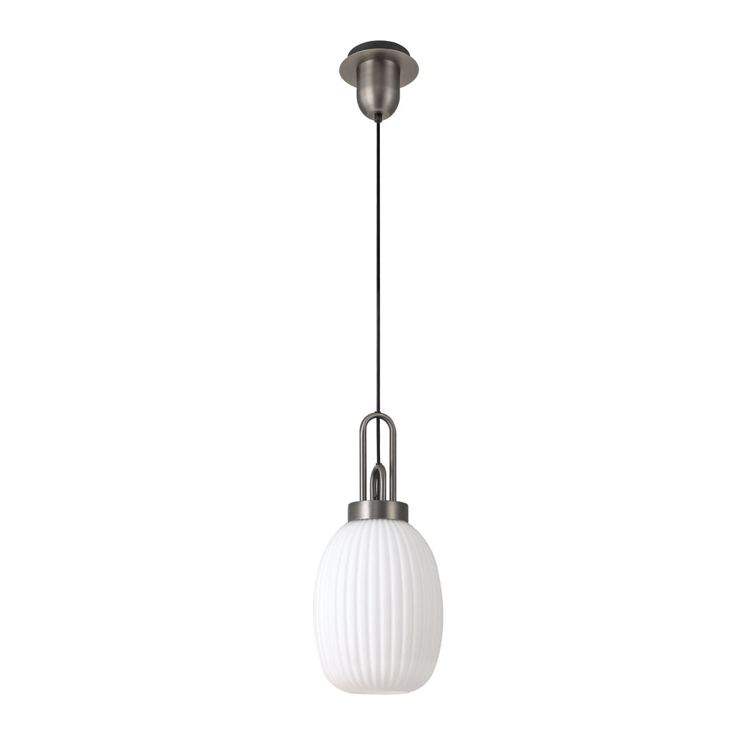 Nelson Lighting NLK05819 Amsterdam 1 Light Pendant Antique Silver Matt Black