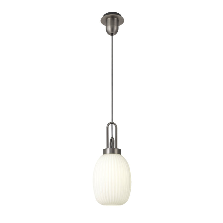 Nelson Lighting NLK05819 Amsterdam 1 Light Pendant Antique Silver Matt Black