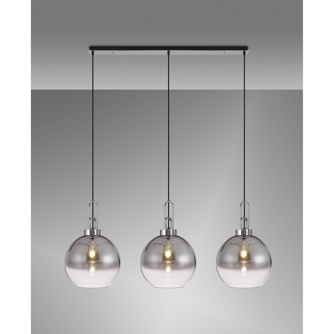 Nelson Lighting NLK05829 Acme 3 Light Linear Pendant Polished Nickel Matt Black