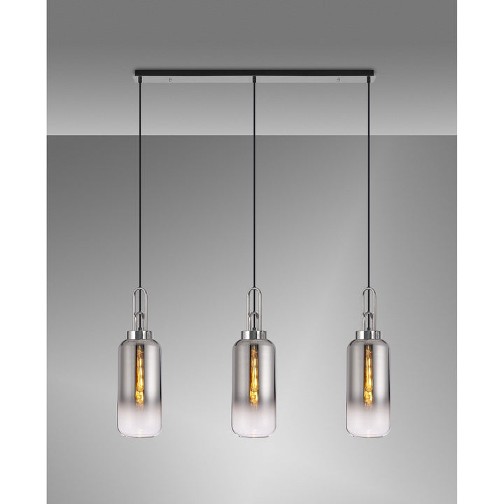 Nelson Lighting NLK05839 Acme 3 Light Linear Pendant Polished Nickel Matt Black