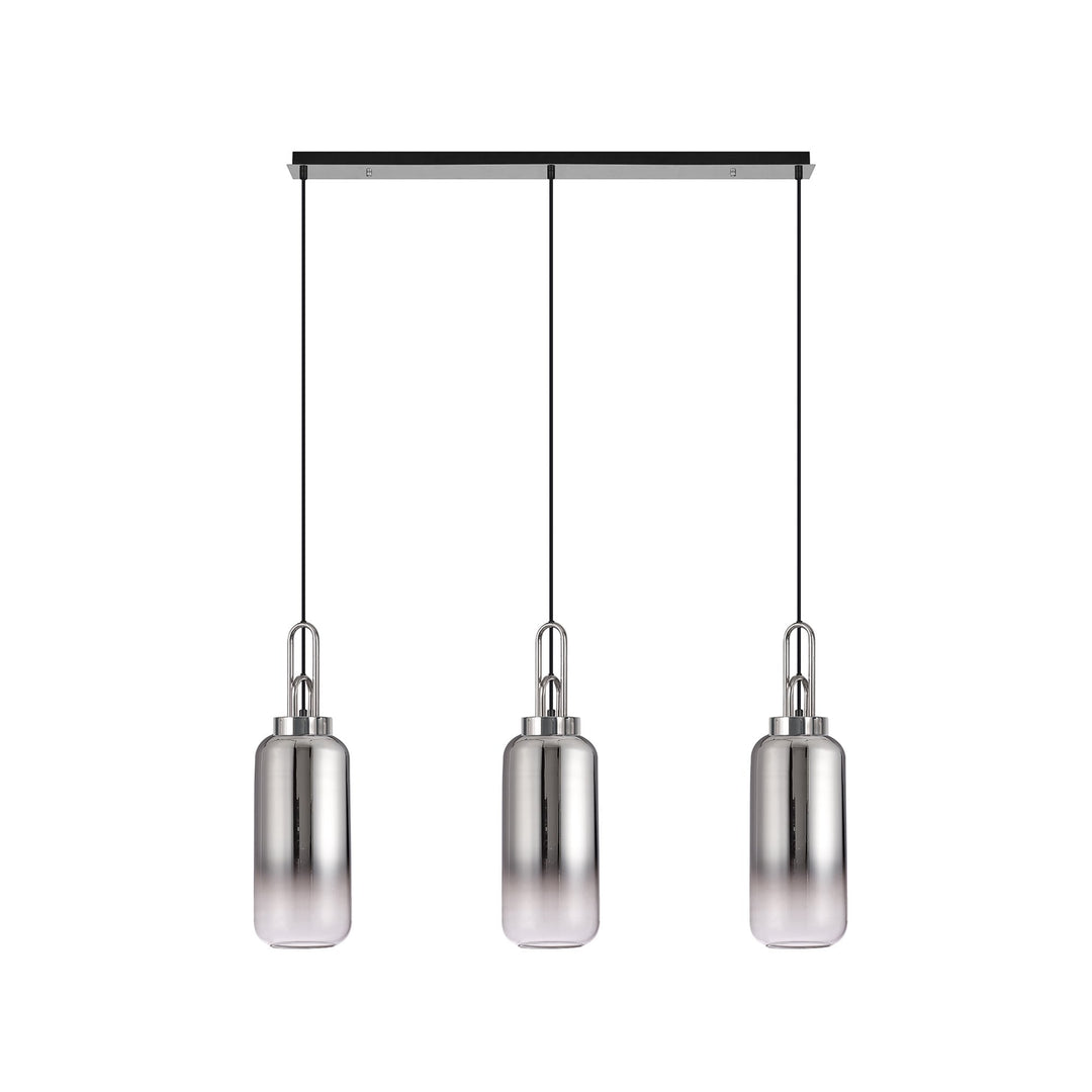 Nelson Lighting NLK05839 Acme 3 Light Linear Pendant Polished Nickel Matt Black