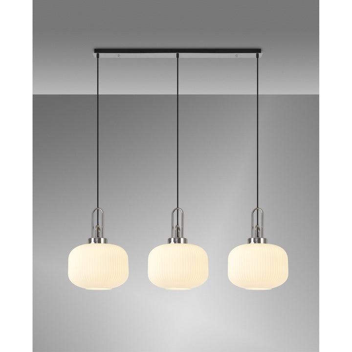 Nelson Lighting NLK05849 Acme 3 Light Linear Pendant Polished Nickel Matt Black