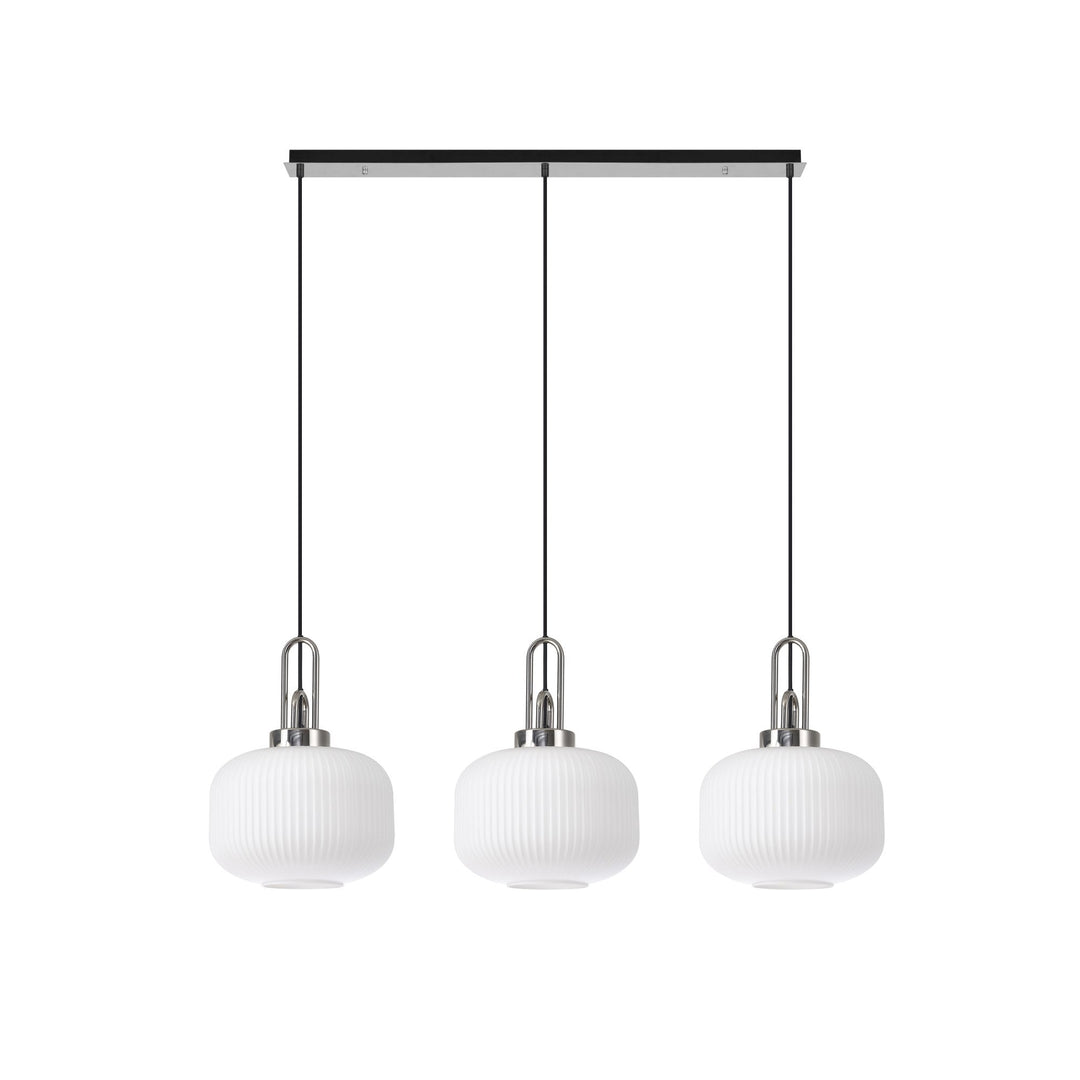 Nelson Lighting NLK05849 Acme 3 Light Linear Pendant Polished Nickel Matt Black