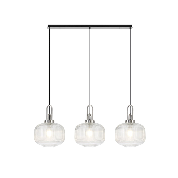 Nelson Lighting NLK05859 Acme 3 Light Linear Pendant Polished Nickel Matt Black