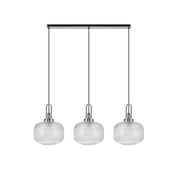 Nelson Lighting NLK05859 Acme 3 Light Linear Pendant Polished Nickel Matt Black