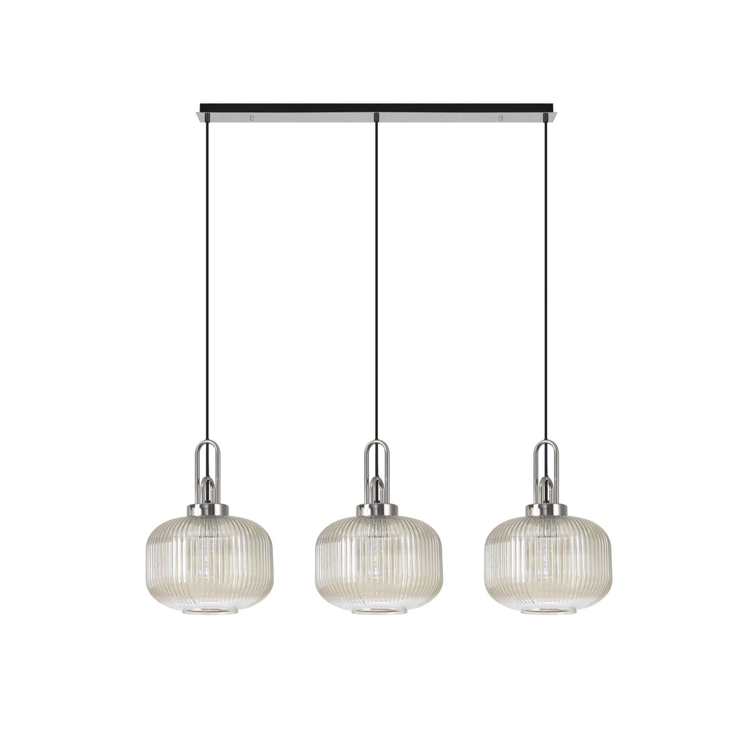 Nelson Lighting NLK05869 Acme 3 Light Linear Pendant Polished Nickel Matt Black