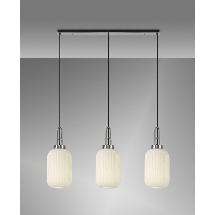 Nelson Lighting NLK05879 Acme 3 Light Linear Pendant Polished Nickel Matt Black