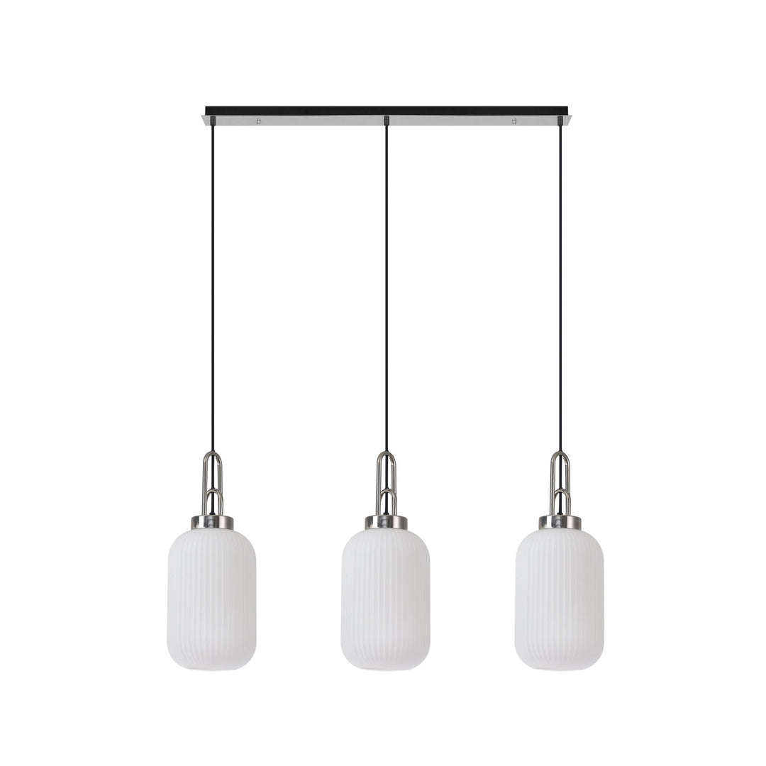 Nelson Lighting NLK05879 Acme 3 Light Linear Pendant Polished Nickel Matt Black