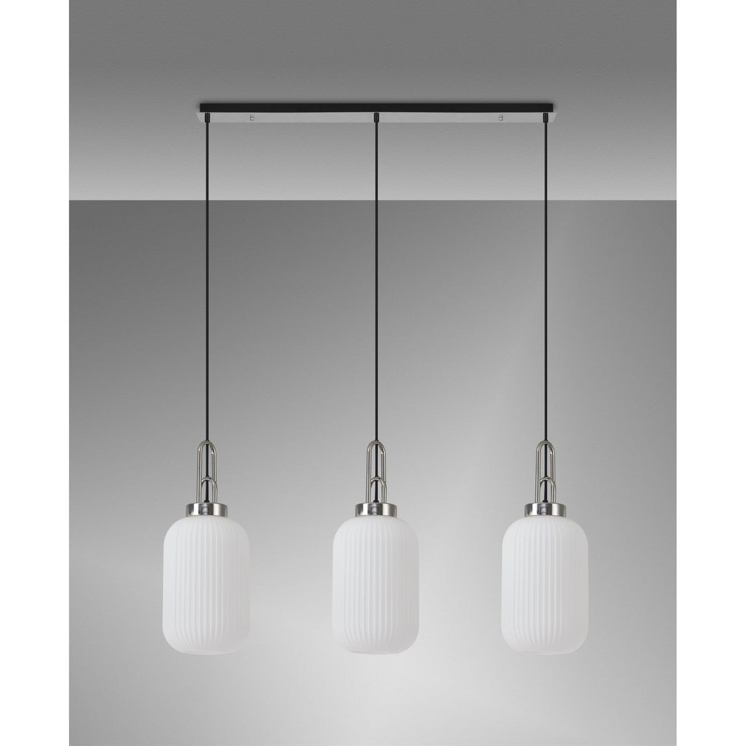 Nelson Lighting NLK05879 Acme 3 Light Linear Pendant Polished Nickel Matt Black