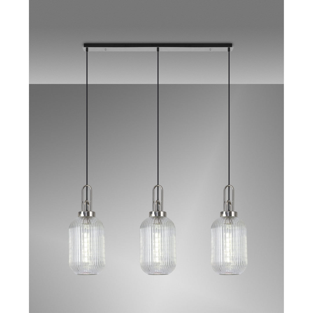 Nelson Lighting NLK05889 Acme 3 Light Linear Pendant Polished Nickel Matt Black