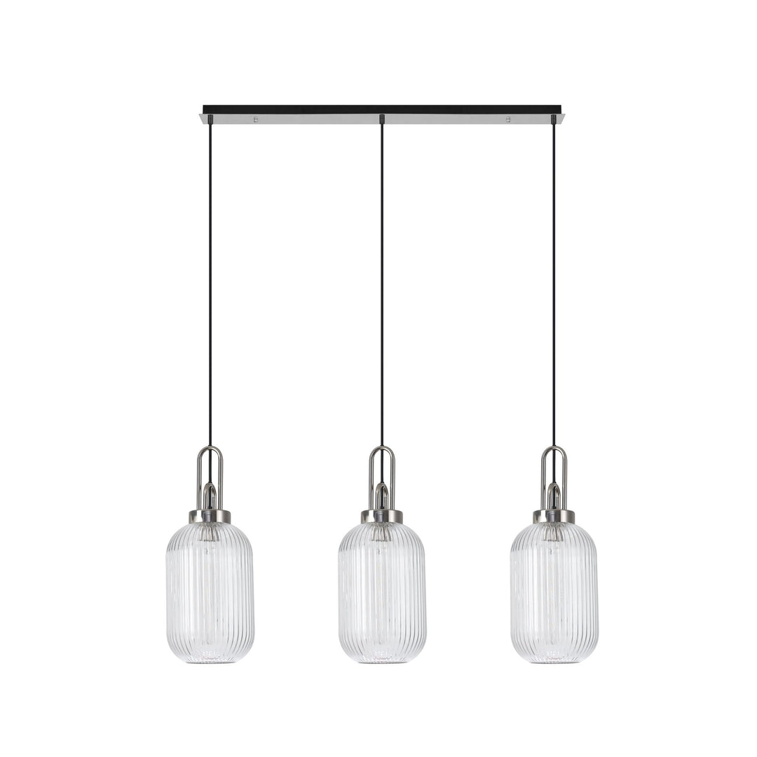 Nelson Lighting NLK05889 Acme 3 Light Linear Pendant Polished Nickel Matt Black