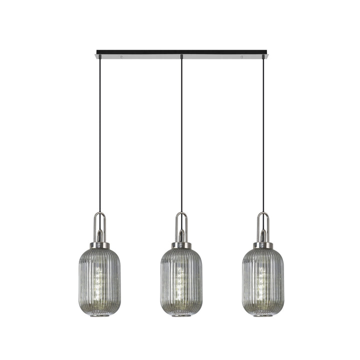 Nelson Lighting NLK05899 Acme 3 Light Linear Pendant Polished Nickel Matt Black