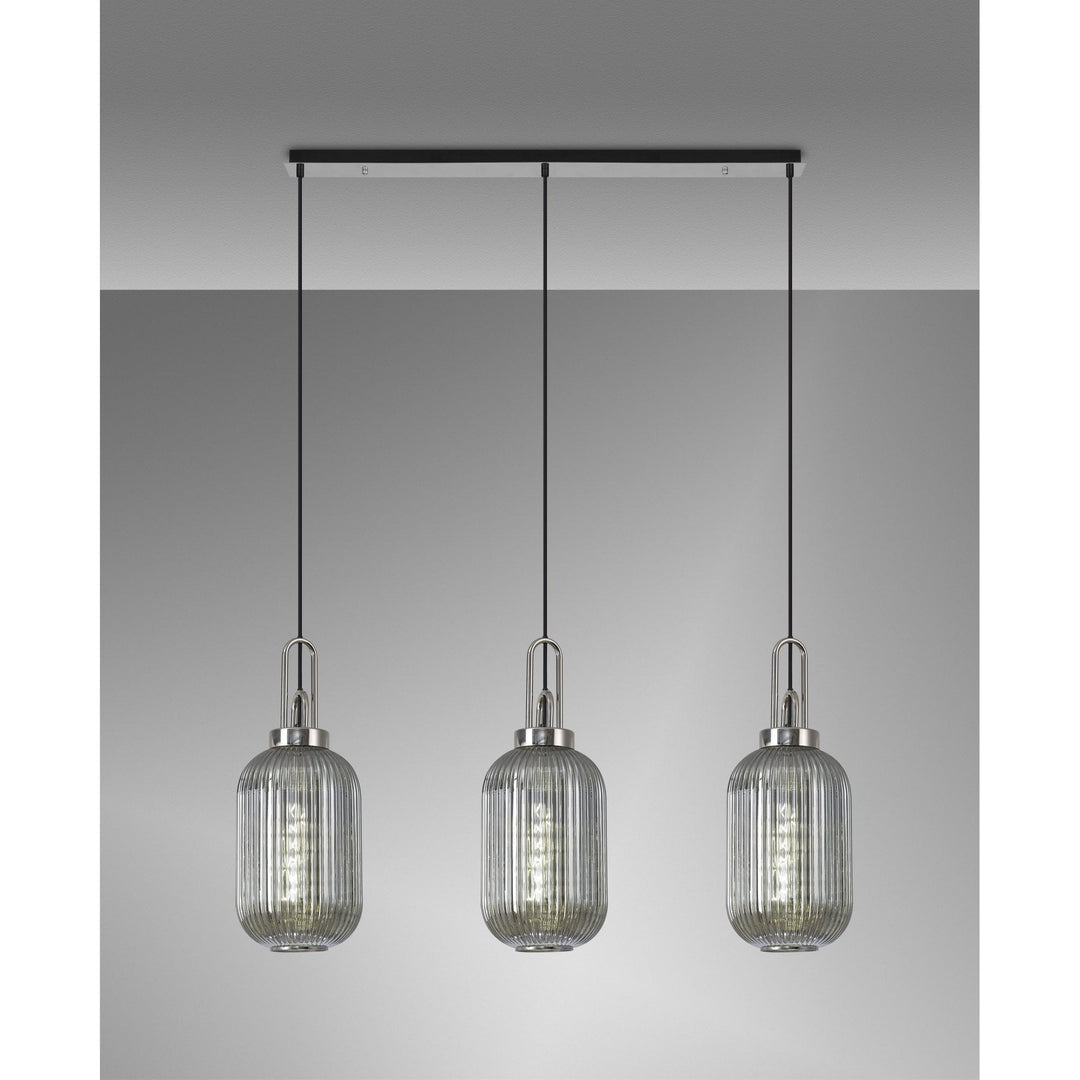 Nelson Lighting NLK05899 Acme 3 Light Linear Pendant Polished Nickel Matt Black