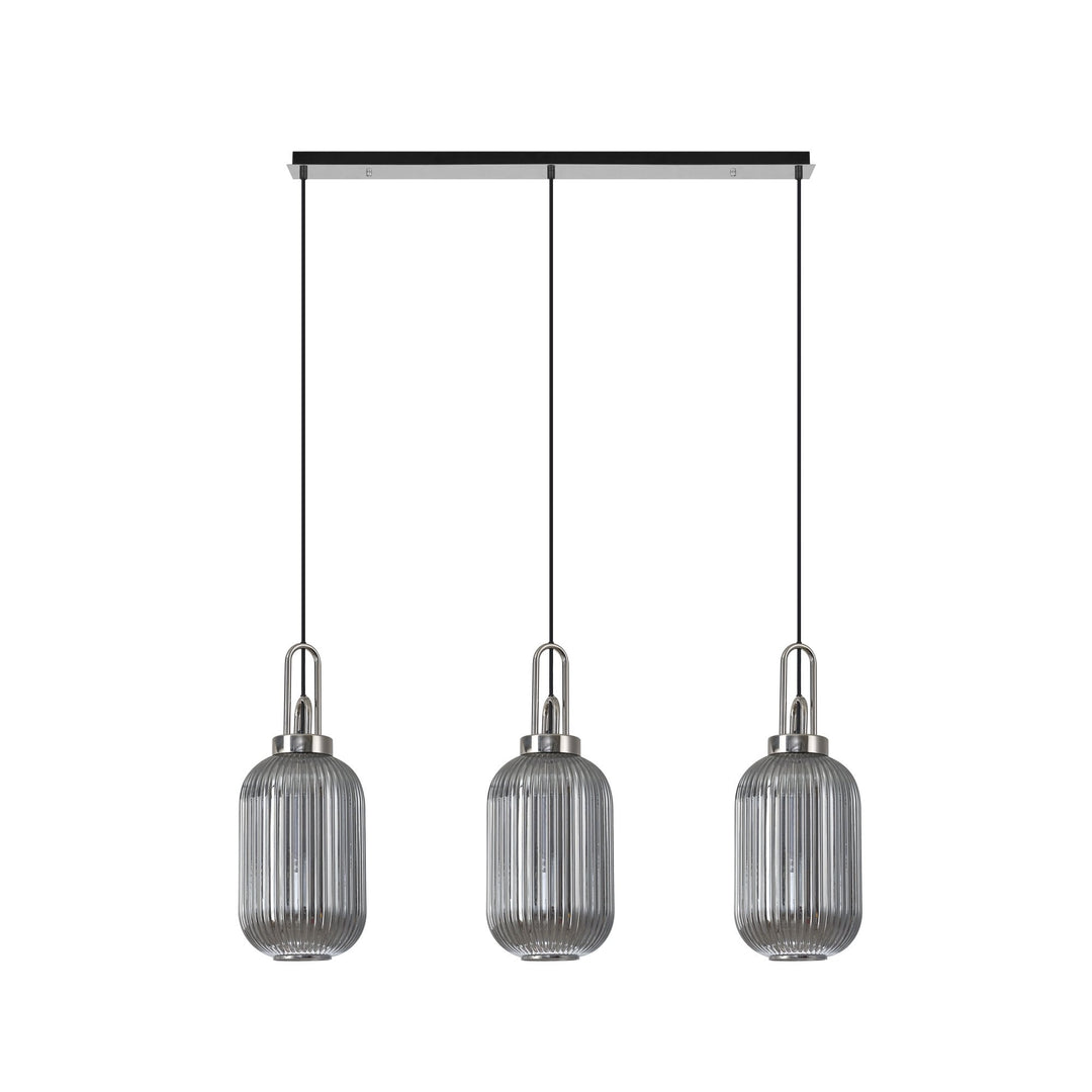 Nelson Lighting NLK05899 Acme 3 Light Linear Pendant Polished Nickel Matt Black