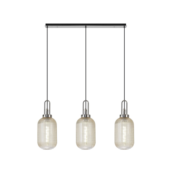 Nelson Lighting NLK05909 Acme 3 Light Linear Pendant Polished Nickel Matt Black