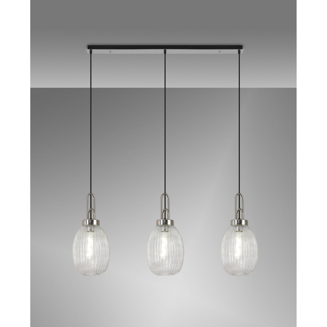 Nelson Lighting NLK05919 Acme 3 Light Linear Pendant Polished Nickel Matt Black