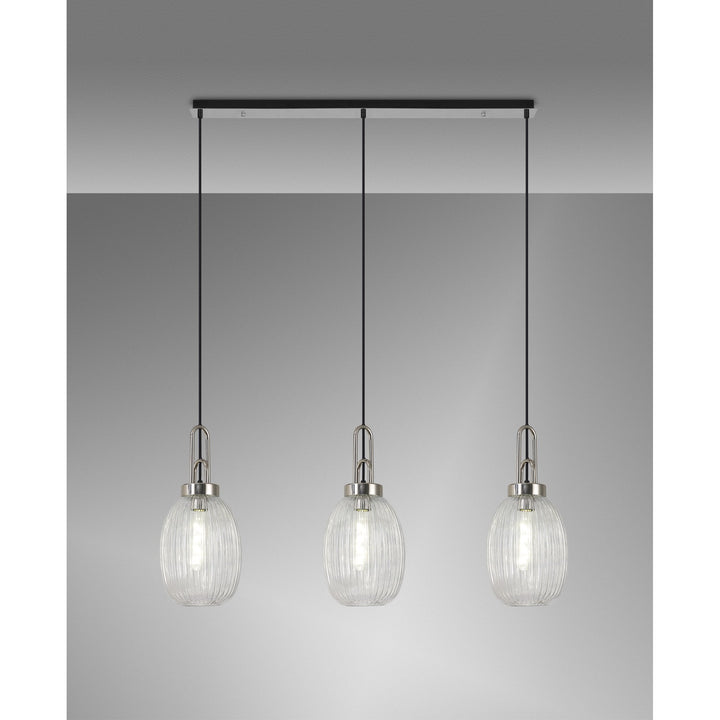 Nelson Lighting NLK05919 Acme 3 Light Linear Pendant Polished Nickel Matt Black