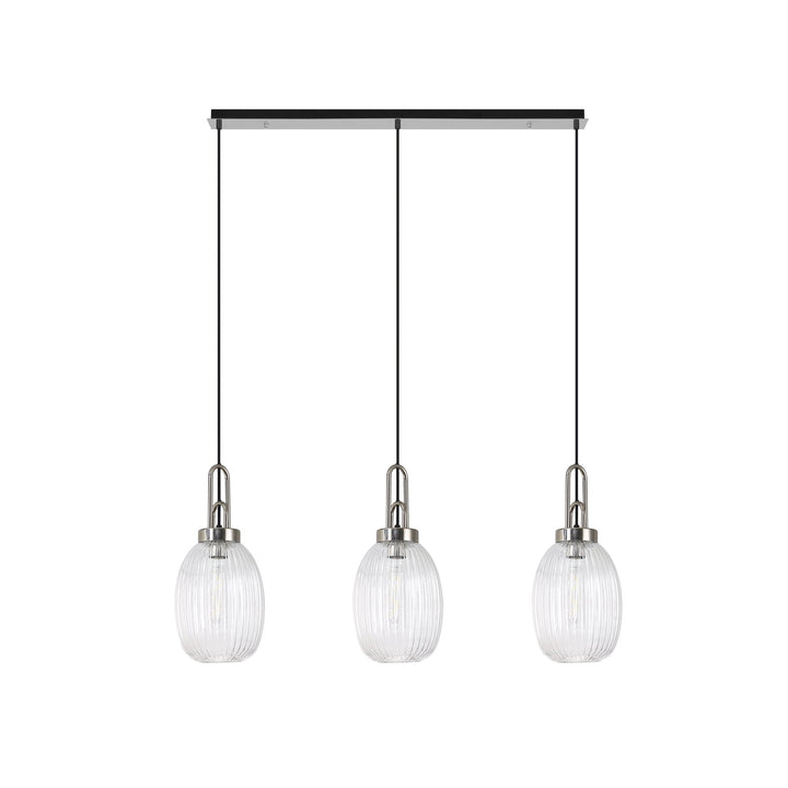 Nelson Lighting NLK05919 Acme 3 Light Linear Pendant Polished Nickel Matt Black