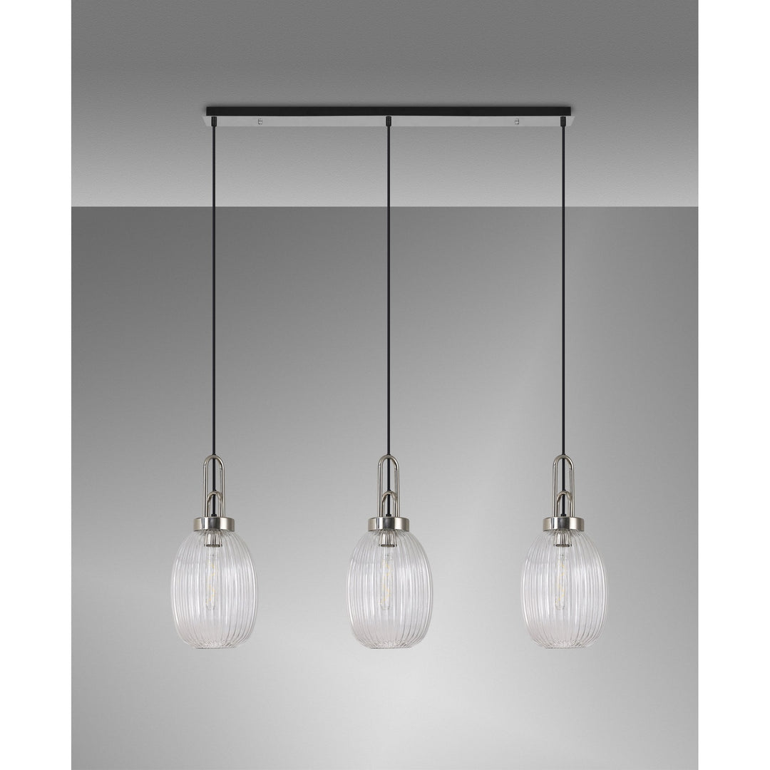 Nelson Lighting NLK05919 Acme 3 Light Linear Pendant Polished Nickel Matt Black