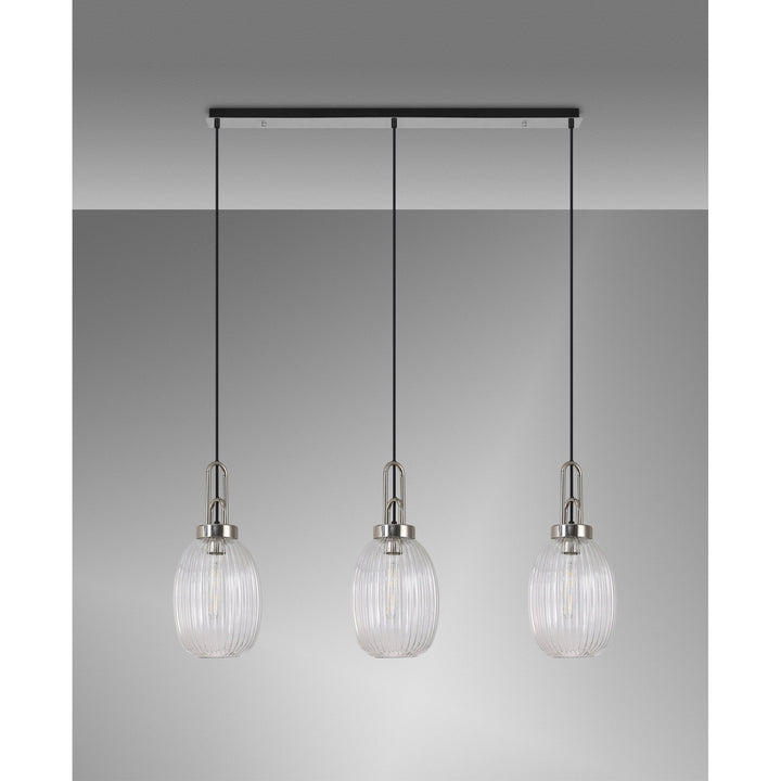 Nelson Lighting NLK05919 Acme 3 Light Linear Pendant Polished Nickel Matt Black