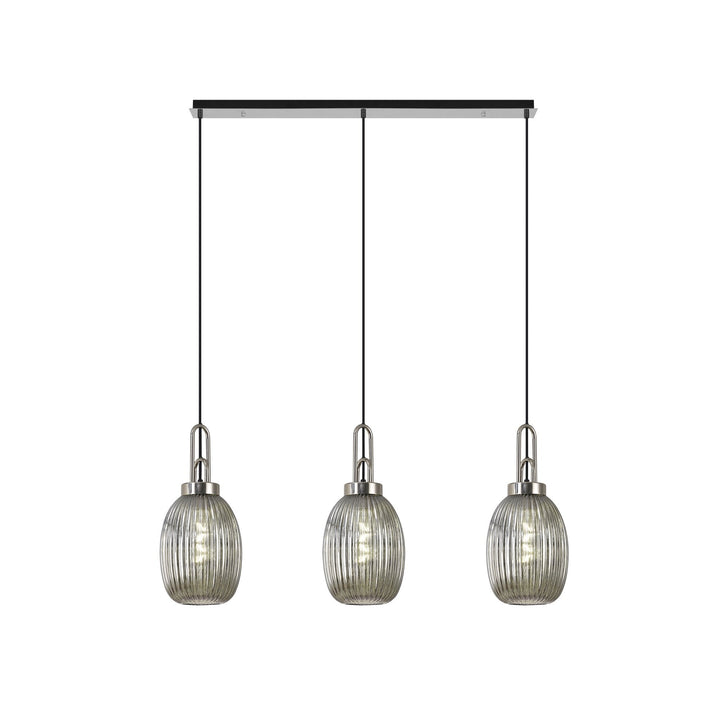 Nelson Lighting NLK05929 Acme 3 Light Linear Pendant Polished Nickel Matt Black