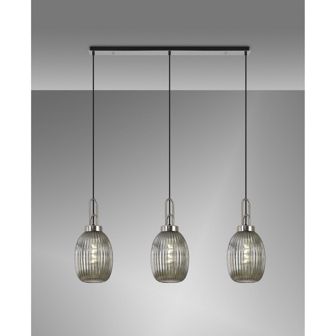 Nelson Lighting NLK05929 Acme 3 Light Linear Pendant Polished Nickel Matt Black