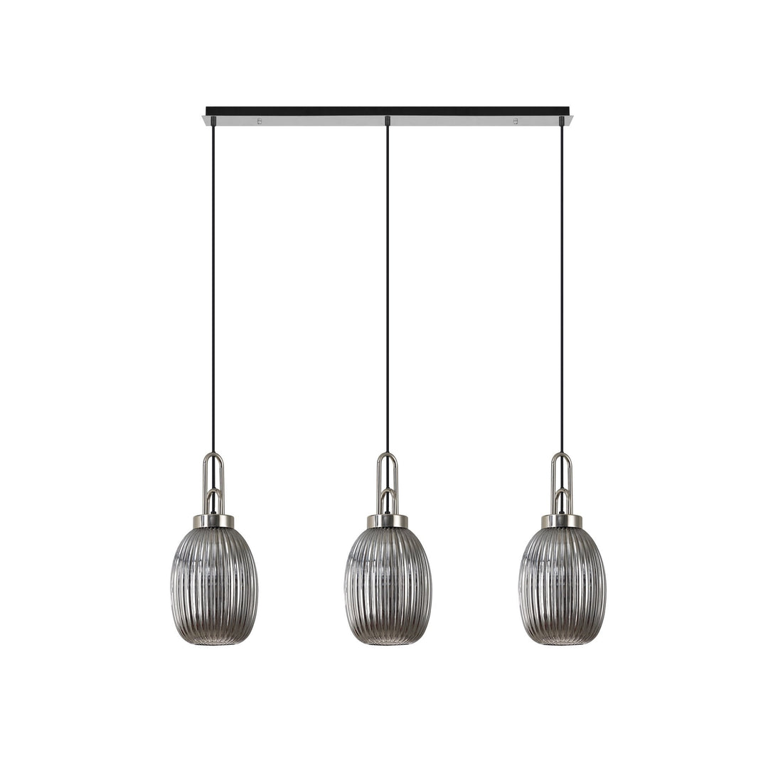 Nelson Lighting NLK05929 Acme 3 Light Linear Pendant Polished Nickel Matt Black