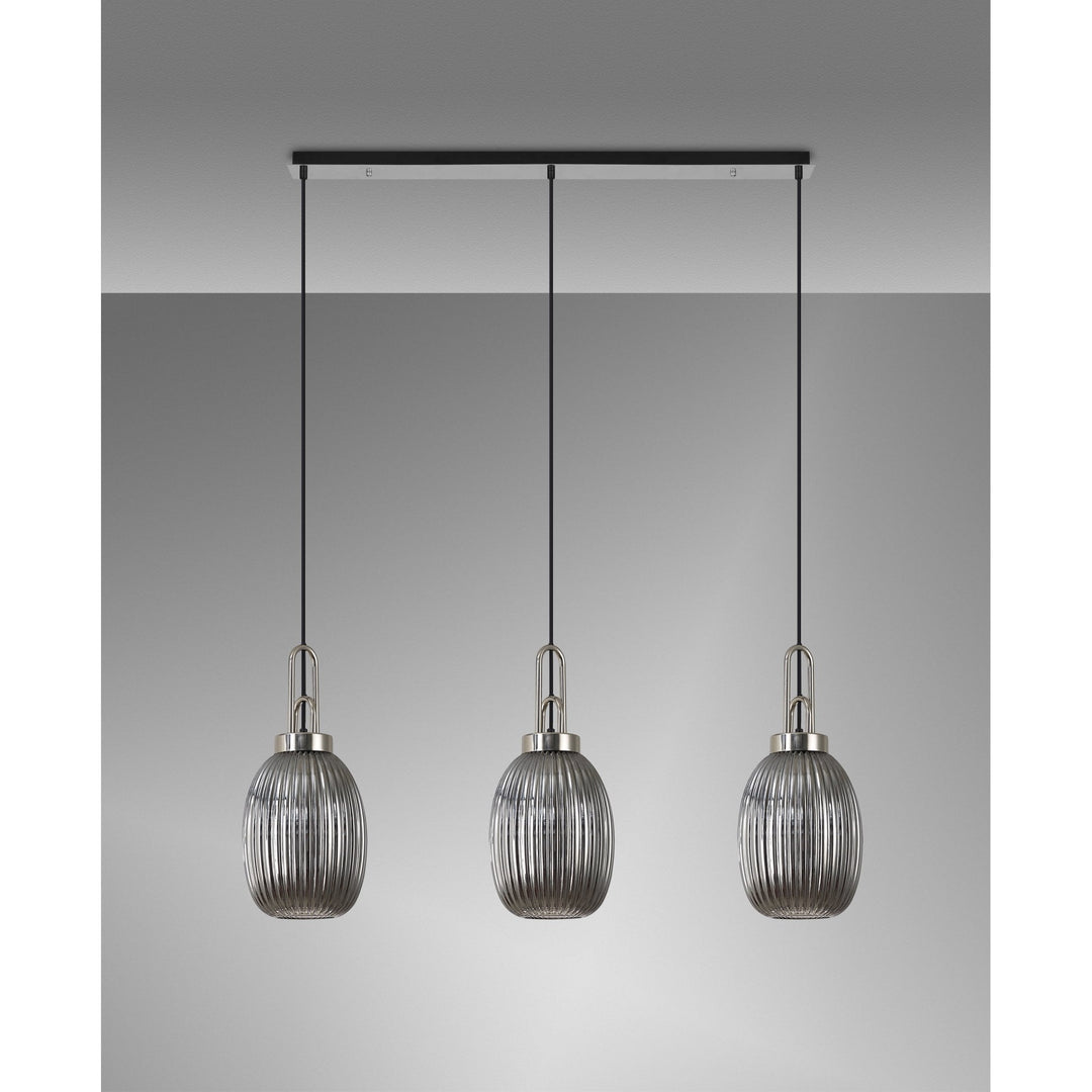 Nelson Lighting NLK05929 Acme 3 Light Linear Pendant Polished Nickel Matt Black