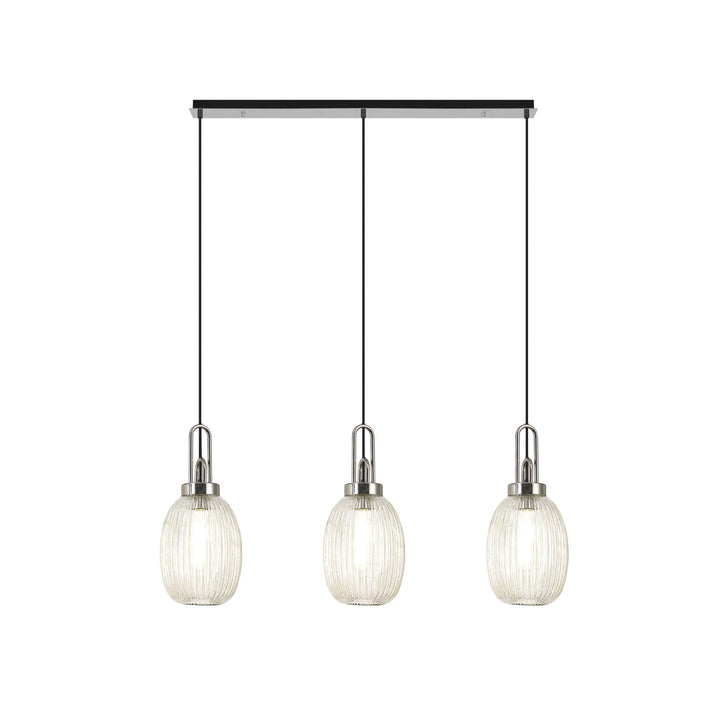 Nelson Lighting NLK05939 Acme 3 Light Linear Pendant Polished Nickel Matt Black