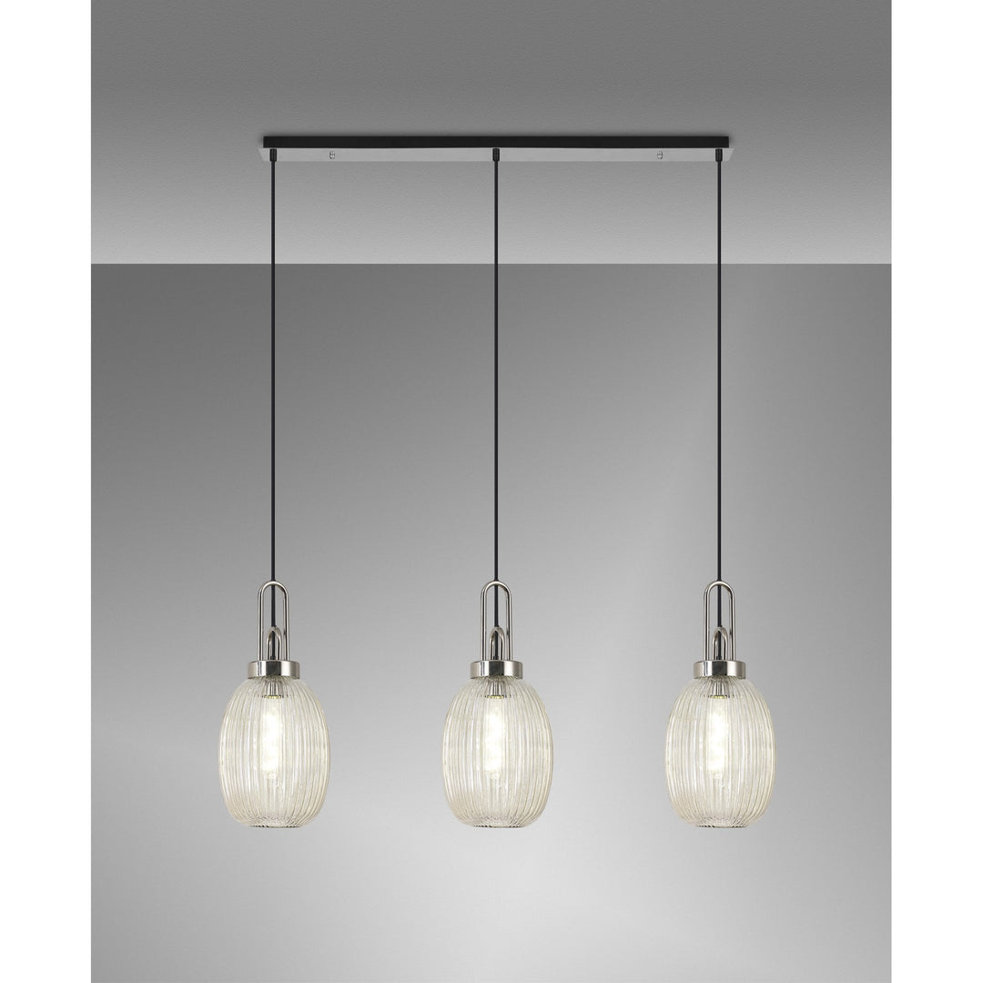 Nelson Lighting NLK05939 Acme 3 Light Linear Pendant Polished Nickel Matt Black