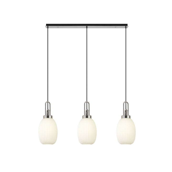 Nelson Lighting NLK05949 Acme 3 Light Linear Pendant Polished Nickel Matt Black