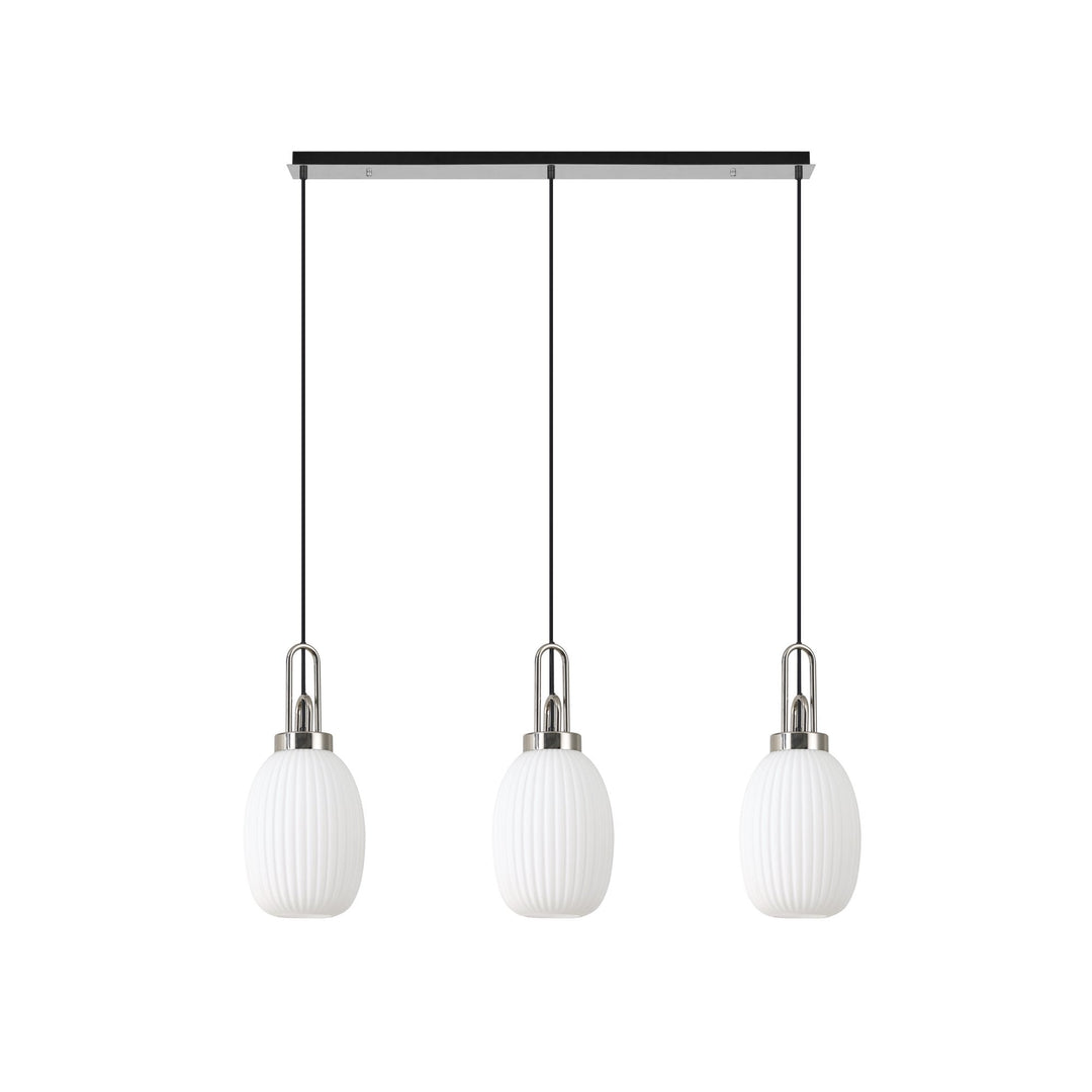 Nelson Lighting NLK05949 Acme 3 Light Linear Pendant Polished Nickel Matt Black