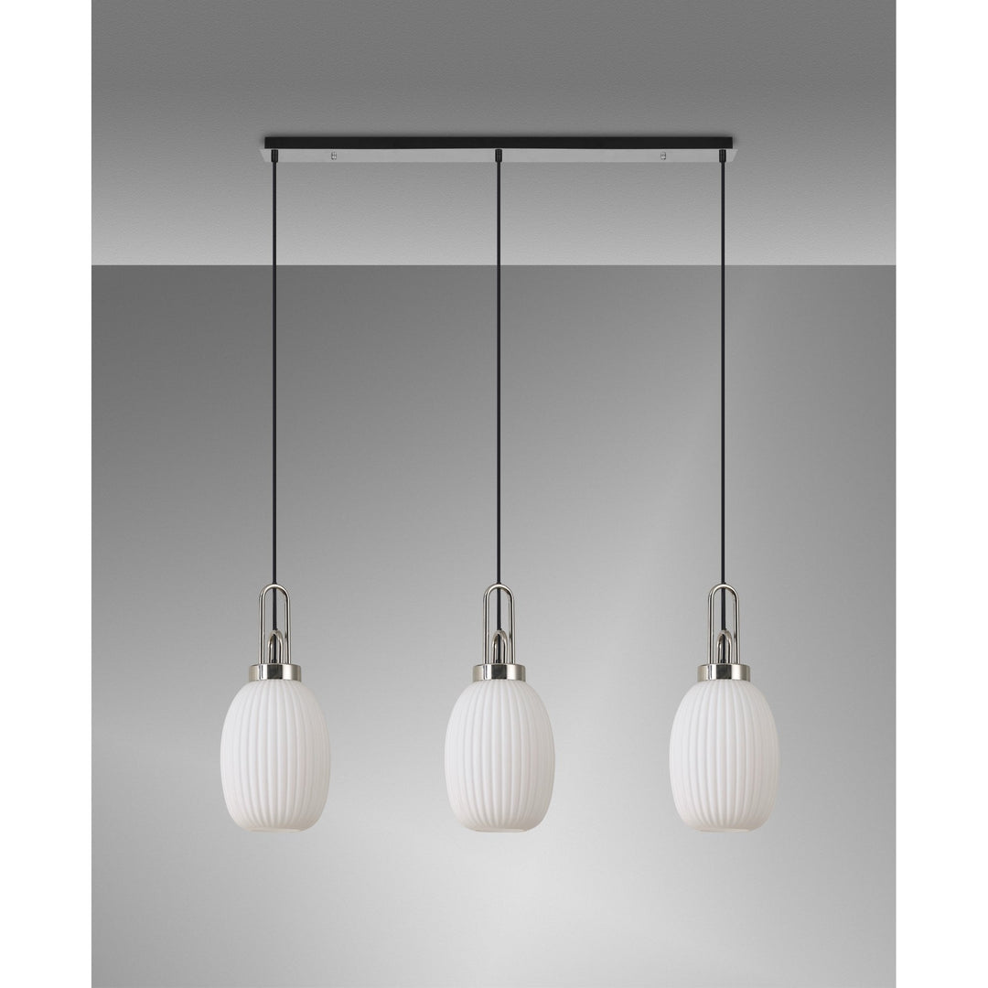 Nelson Lighting NLK05949 Acme 3 Light Linear Pendant Polished Nickel Matt Black