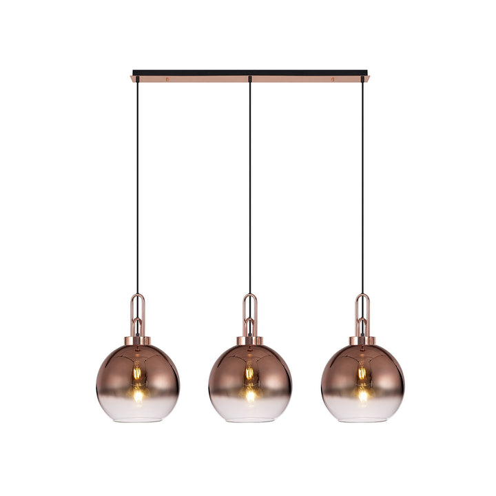 Nelson Lighting NLK05959 Amsterdam 3 Light Linear Pendant Copper Matt Black