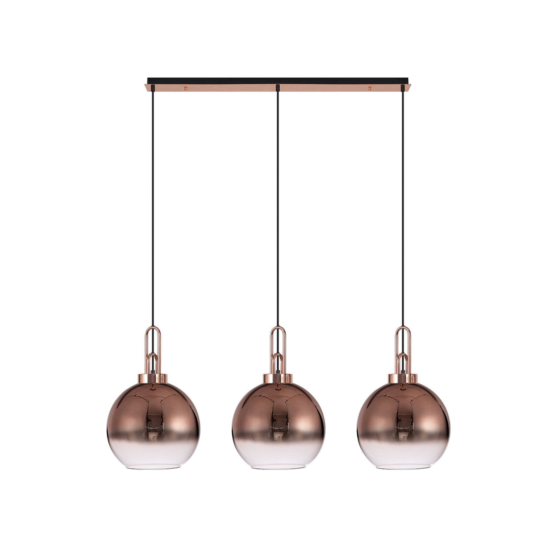 Nelson Lighting NLK05959 Amsterdam 3 Light Linear Pendant Copper Matt Black