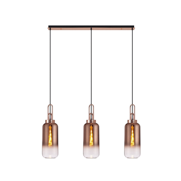 Nelson Lighting NLK05969 Amsterdam 3 Light Linear Pendant Copper Matt Black