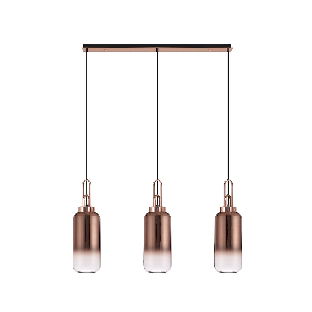 Nelson Lighting NLK05969 Amsterdam 3 Light Linear Pendant Copper Matt Black