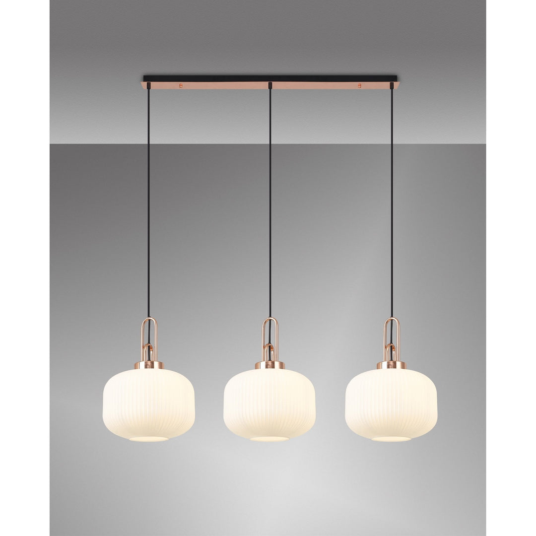 Nelson Lighting NLK05979 Amsterdam 3 Light Linear Pendant Copper Matt Black