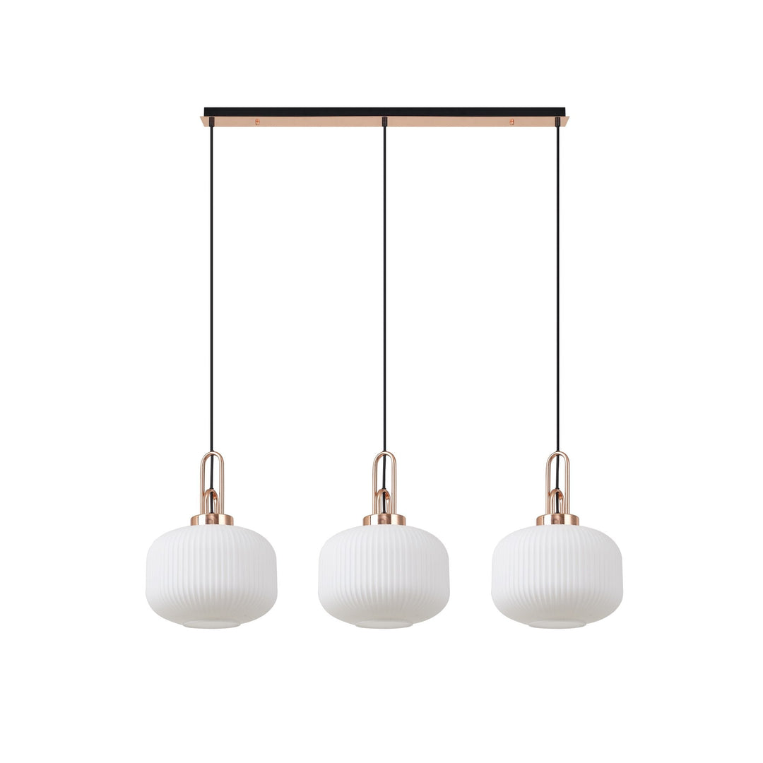 Nelson Lighting NLK05979 Amsterdam 3 Light Linear Pendant Copper Matt Black